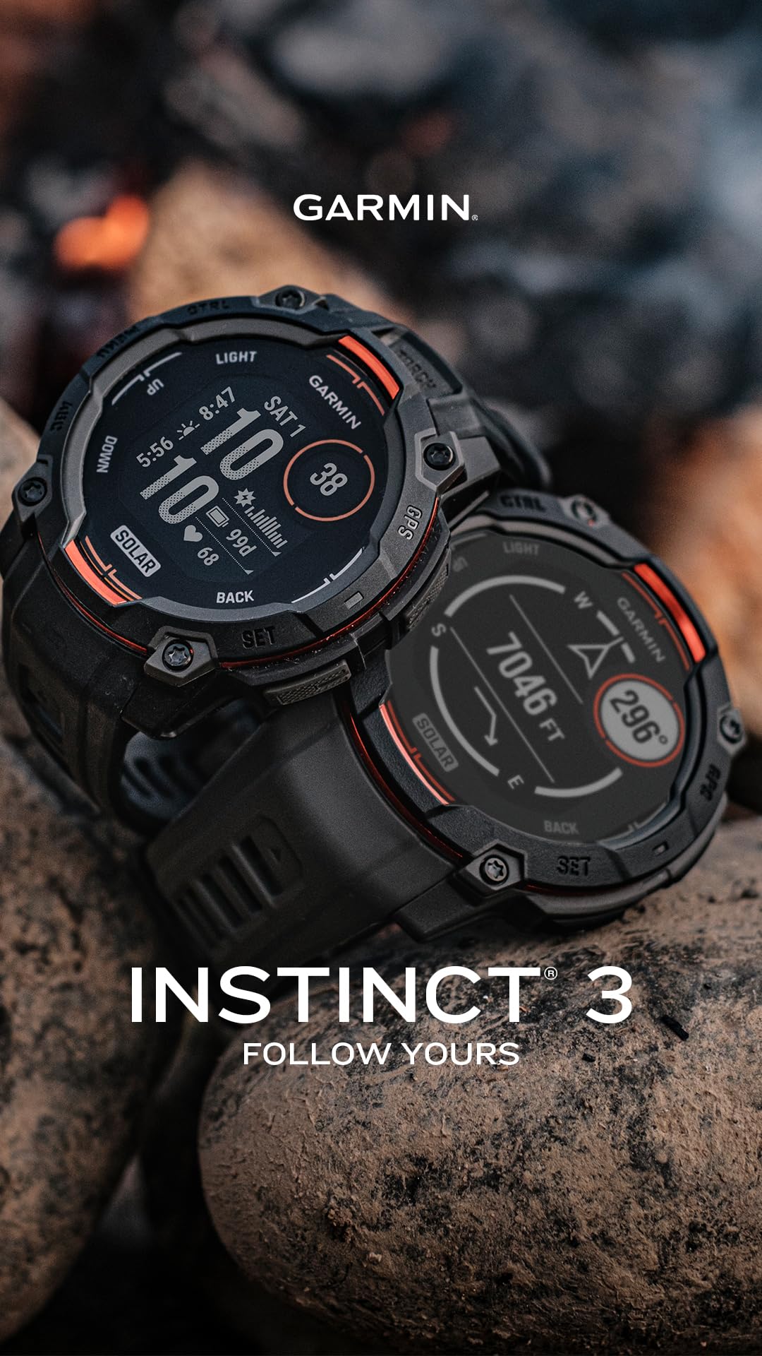 Garmin Instinct 3 45Mm, Amoled, Outdoor Gps Smartwatch, 24/7 Fitness And Tactical Smart Watch, 18 Days Of Battery Life, Built-In